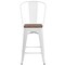 Merrick Lane Donnely Metal Dining Stool with Curved Slatted Back and Textured Wood Seat